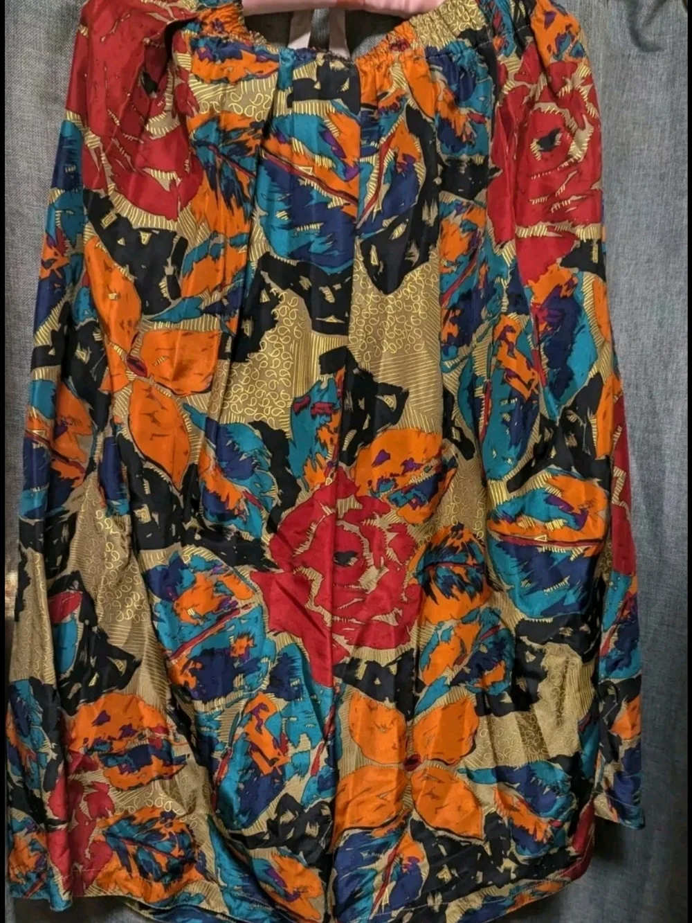 Rafaella Multicolor Metallic 100% Silk Romantic Floral Skirt Med - Picture 7 of 7
